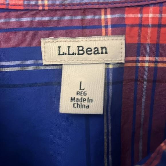 L.L. Bean plaid button up long sleeve size L - Picture 3 of 4